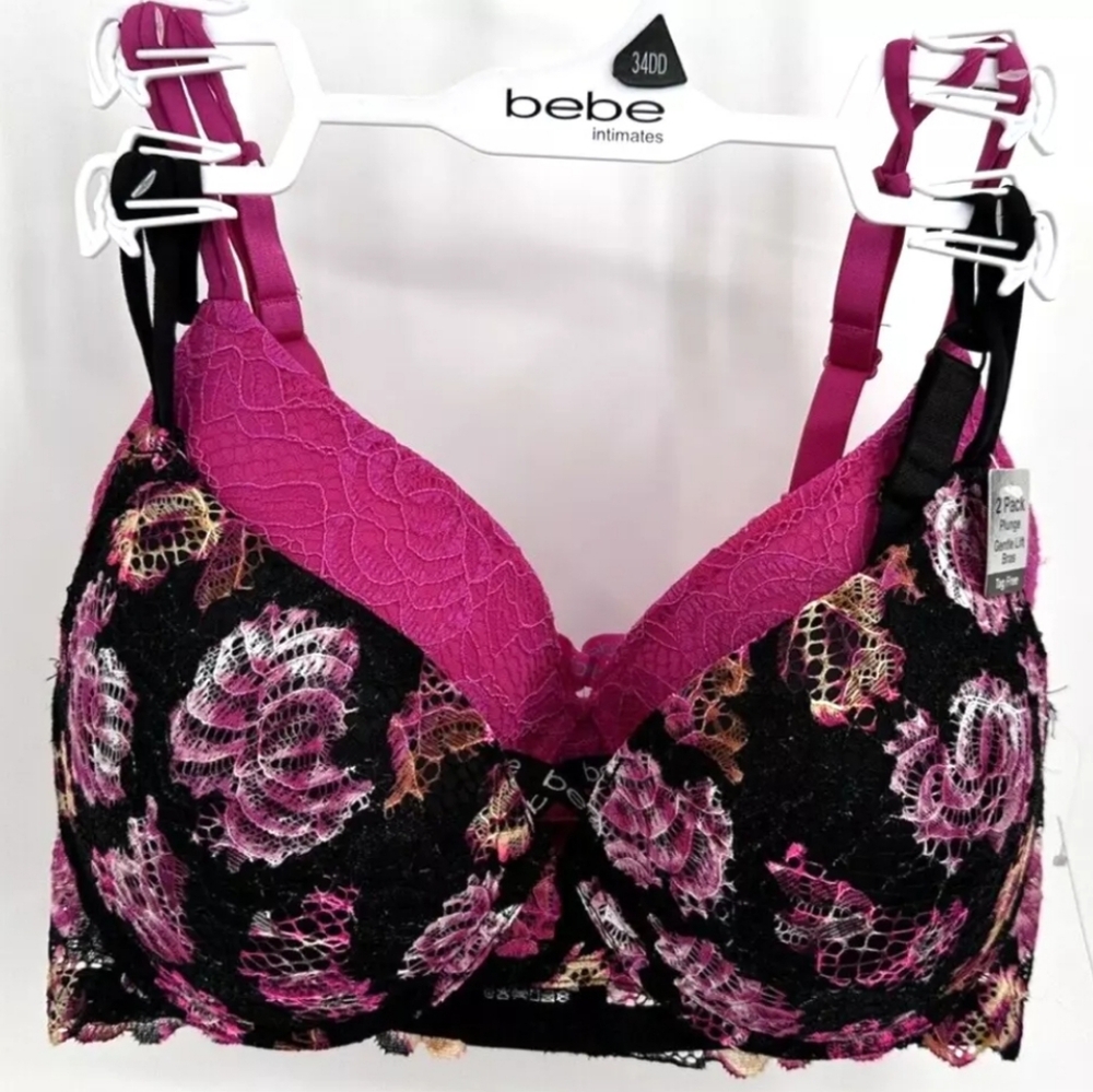 Bebe 2-pack Lace Plunge Push-up Bras 34B